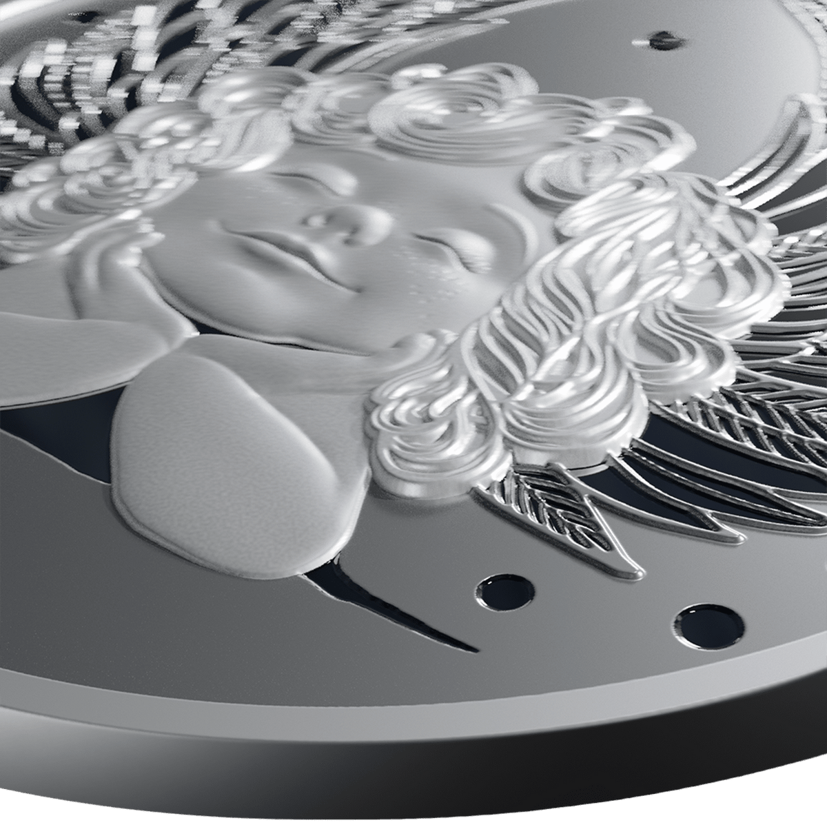Le Petit Ange avec Diamant Pièce de 1 $ (1 oz) en argent 999, Niue 2025