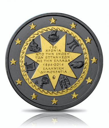 Pièce de 2 € Grèce 2014 – Union des îles Ioniennes, or au ruthénium