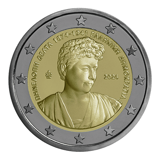Pièce de 2 euros Grèce, épreuve de collection, 150 ans de la naissance de Penelope Delta 2024