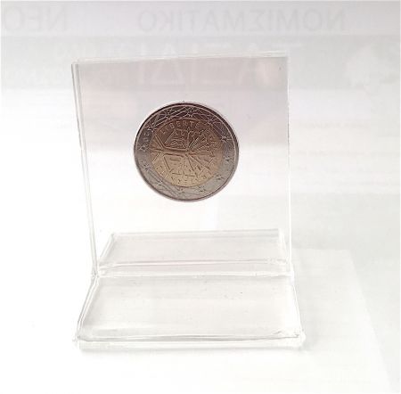Socle en plexiglas pour pièce de 2 euros avec capsule