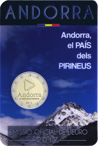 Andorre 2 euros 2017 Carte Pièce Pyrénées Blister
