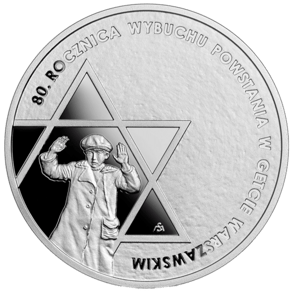80e anniversaire du soulèvement du ghetto de Varsovie, argent 925, 2023, Pologne
