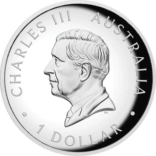 Pièce de 1 $ en argent. Kangourou 1 oz, pureté 999/1000, haut relief, Australie, 2025