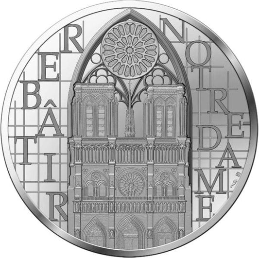 Pièce de collection 25 Euro Notre Dame de Paris 2 oz Argent 999 France 2025