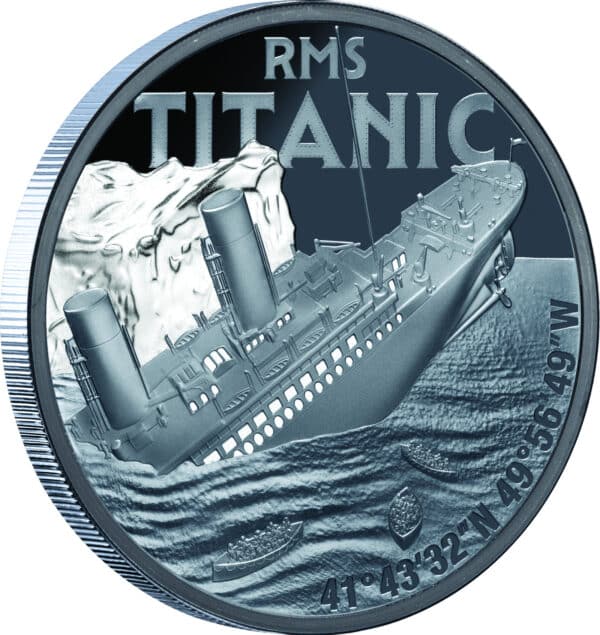 Pièce de 1 $ en argent noir de 1 oz, commémorative Titanic 2025, Niue 2025