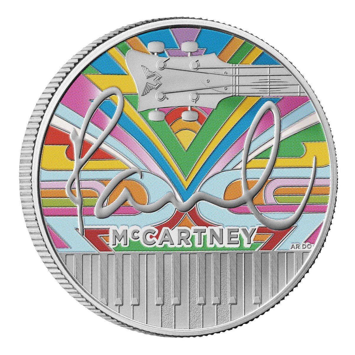 Pièce de 2 livres sterling Paul McCartney colorée en argent pur (1 oz), millésime 2024, Royaume-Uni