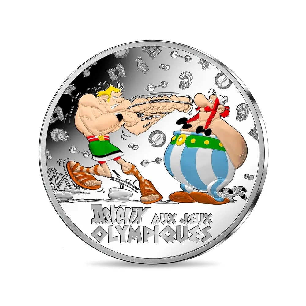 Astérix et les Jeux Olympiques Pièce de 10 € en argent 999 coloré, France 2024