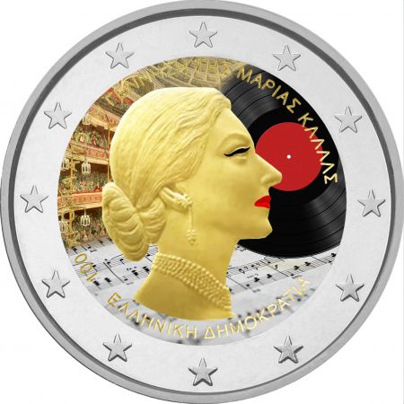 2€ Euro Grèce 2023 – 100e anniversaire de la naissance de Maria Callas, Couleur
