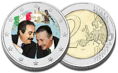 2€, couleur, 30e anniversaire du décès des juges G. Falcone et P. Borsellino, Italie, 2022