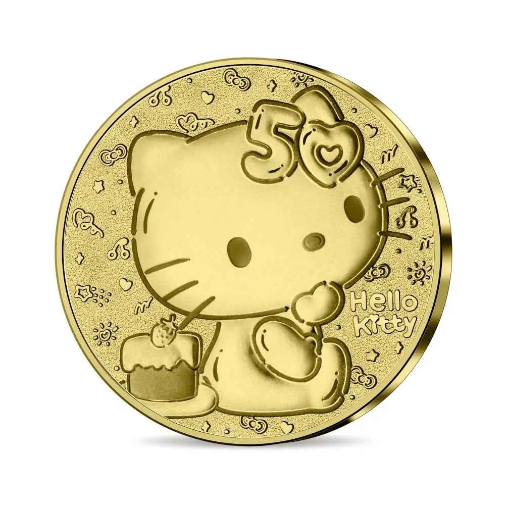 Pièce Hello Kitty 50 ans 5€ Or 24 carats 1/2 g Belle Épreuve Année 2024