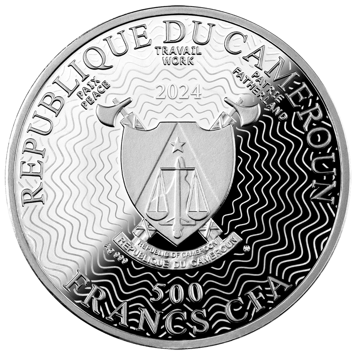 Pièce de 500 francs CFA en argent 999, Cameroun, 2024