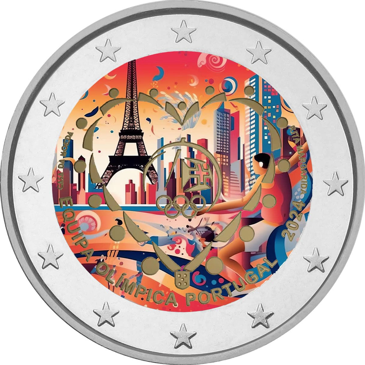 2 Euro Color L'équipe olympique des Jeux de Paris Portugal 2024