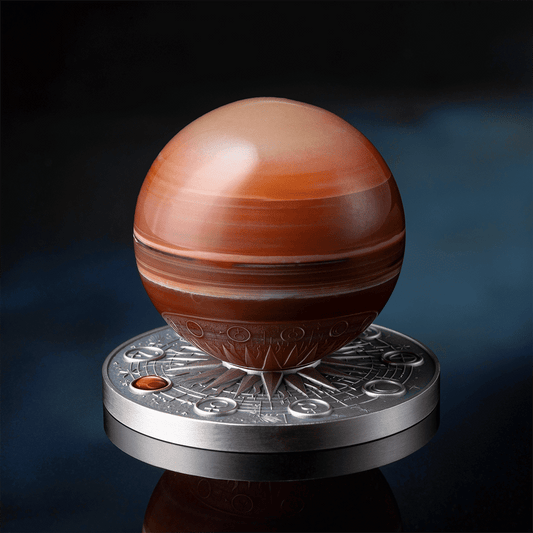 Pièce de 2 oz Système solaire « Mars » Argent 999 Or Sphère Cornelian Ghana 2024