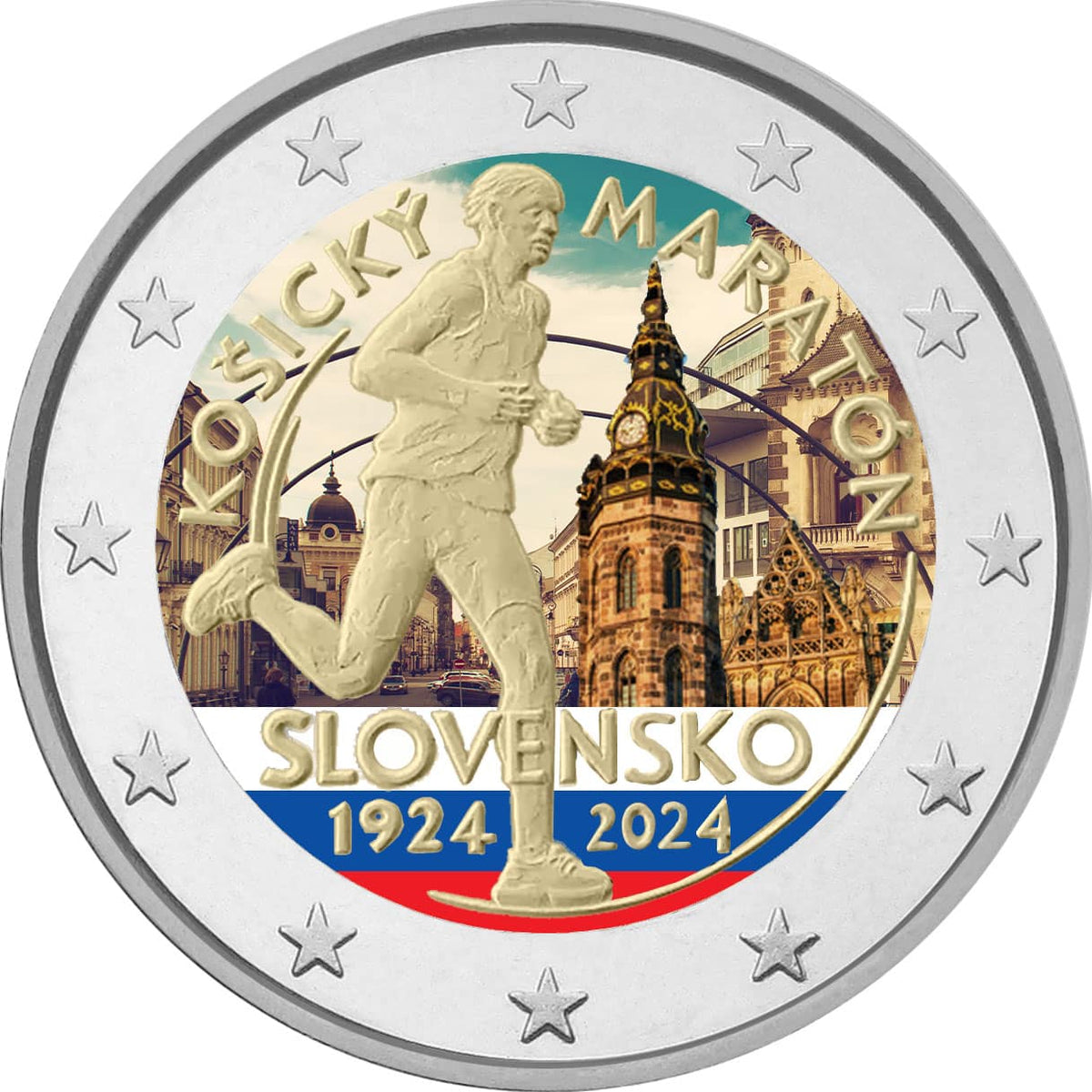 2 euros Couleur 100e anniversaire du Marathon international de Košice Slovaquie 2024
