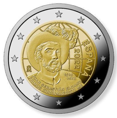 2 €, 500 ans du premier tour du monde, Espagne, 2022