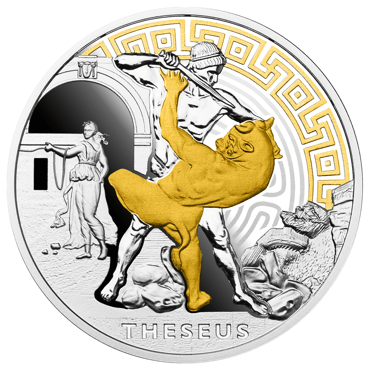 Thésée, héros de la mythologie, 1 oz d'argent 999, 2 $, Niue 2024