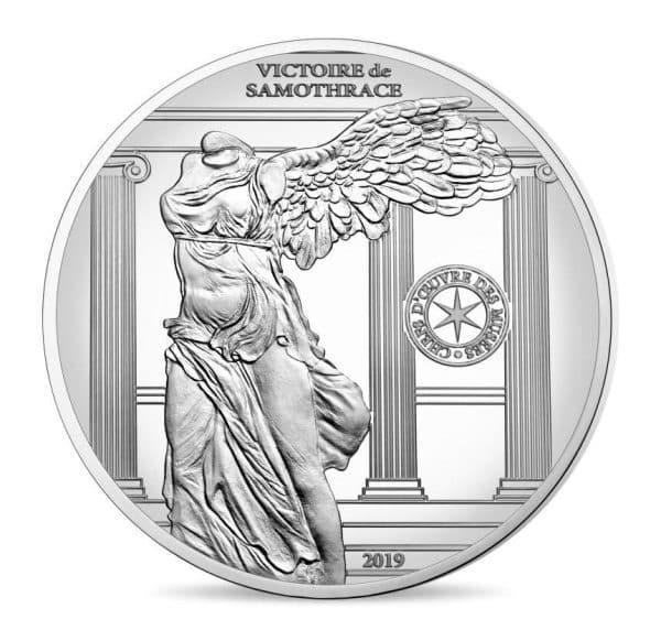 Pièce de 10 € en argent pur, commémorant la Victoire de Samothrace, France, 2019