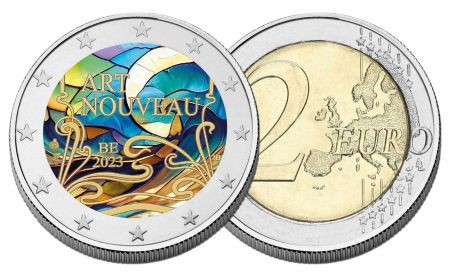 2 euros Art Nouveau coloré Belgique 2023