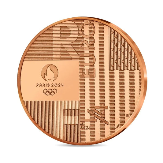 Pièce de 1/4 € en cuivre. Livraison à Paris en 2024 et à Los Angeles, France, en 2024.