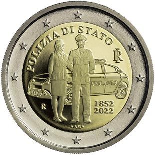 2 €, 710 ans de la fondation de la Police nationale italienne, Italie, 2022