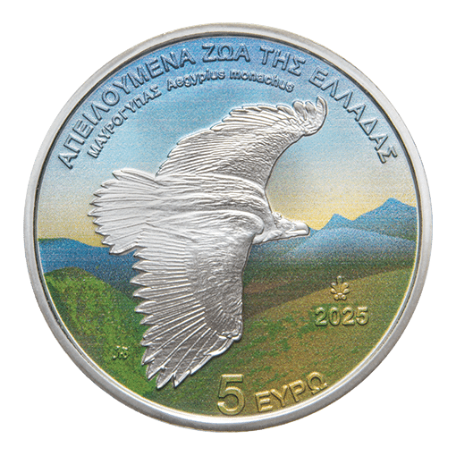 Pièce de collection en argent de 5 € Le vautour noir (Aegypius monachus), qualité Belle Épreuve, millésime 2025