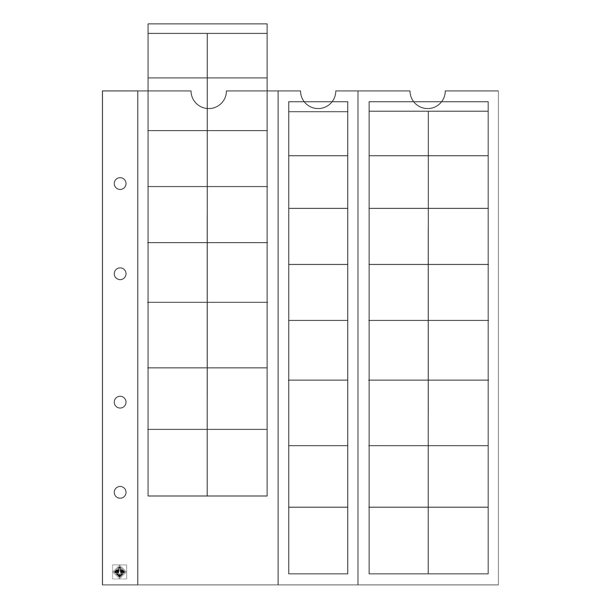 Pages transparentes pour album de pièces Optima – 5 pièces – diamètre jusqu'à 26 mm