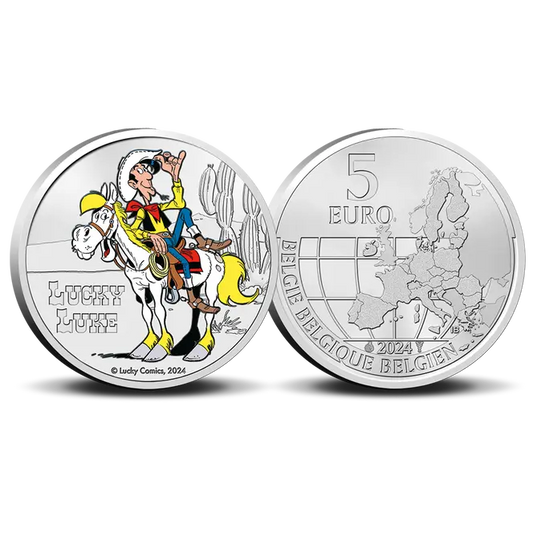 Belgique 5 euros Lucky Luke coloré CU/NI B.U. 2024