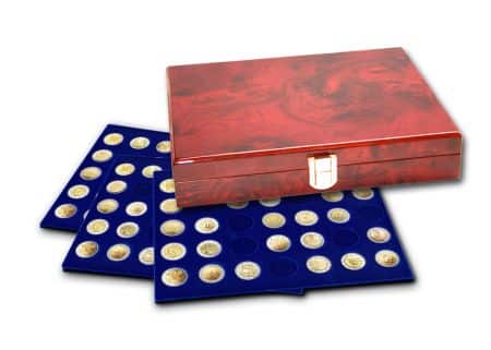 Coffret haut de gamme luxueux avec 3 étagères en bois massif pour pièces de collection
