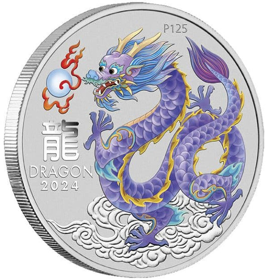 Australie 1$ Année du Dragon Argent 999 B.U. 2024
