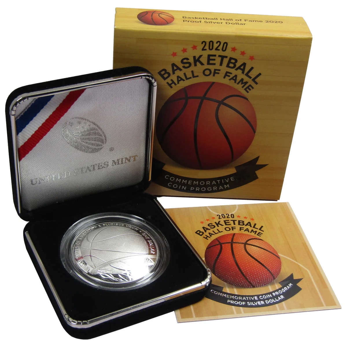 Dollar en argent 1 $ – Pièce commémorative du Temple de la renommée du basketball – Argent 999 (États-Unis)