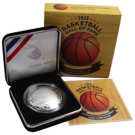 Dollar en argent 1 $ – Pièce commémorative du Temple de la renommée du basketball – Argent 999 (États-Unis)