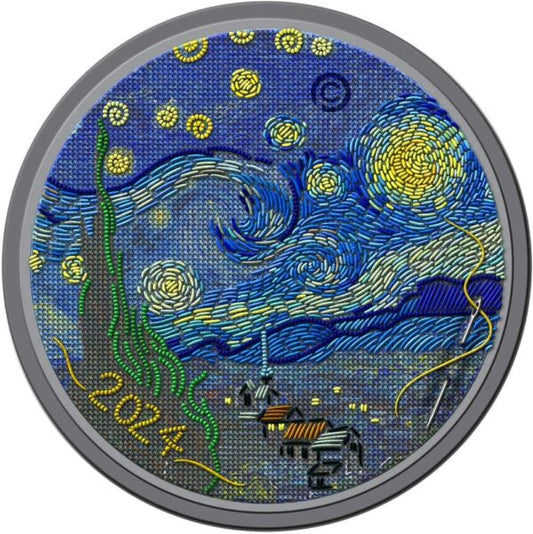 Pièce de 20 $ La Nuit étoilée Vincent Van Gogh 3 oz Argent Palau 2024