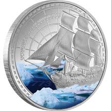 Pièce de 1 $ James Cook, traversée de l'Antarctique, 250e anniversaire, argent 999, 1 oz, 2023