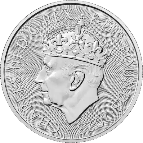 Pièce de 2 livres sterling en argent 999, commémorant le couronnement britannique de Charles III en 2023 (Grande-Bretagne).
