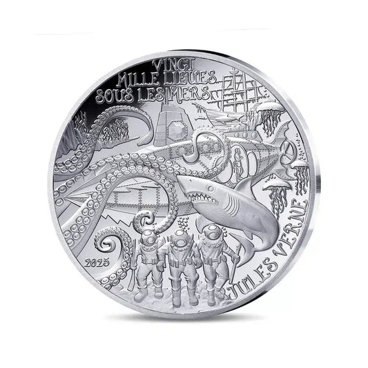 Pièce de 10 € en argent pur – Le Tour du monde en 80 jours, Jules Verne, France, 2025