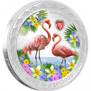 L'AMOUR EST PRÉCIEUX Flamingo 1oz argent 999 Niue – DERNIER !