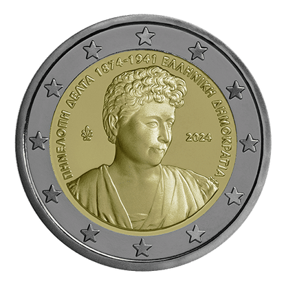 Pièce de 2 euros Grèce, épreuve de collection, 150 ans de la naissance de Penelope Delta 2024