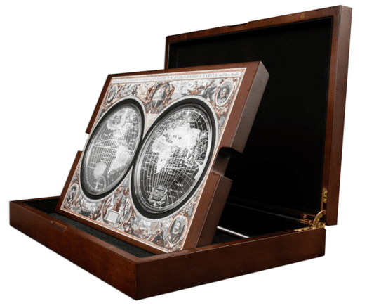 Coffret de pièces de collection en argent 999, 2 x 5 oz (311,10 g), millésime 2025, motif Cartographie, N Solomon