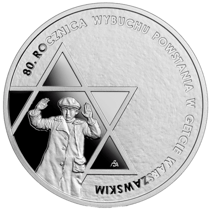 80e anniversaire du soulèvement du ghetto de Varsovie, argent 925, 2023, Pologne