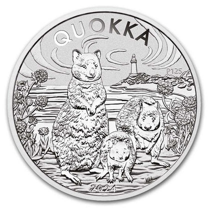 Pièce de 1 dollar australien Quokka, 1 oz en argent 999, 2024