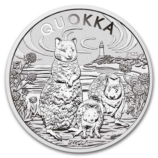 Pièce de 1 dollar australien Quokka, 1 oz en argent 999, 2024