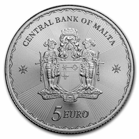 Croix de Malte en argent 999/1000 de 5 euros, année 2024