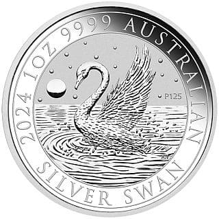 Pièce de 1 dollar australien représentant un cygne, en argent 999/1000 (1 oz), millésime 2024