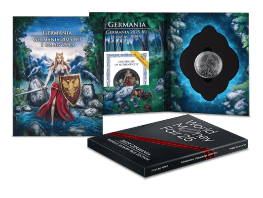 Pièce de collection Germania 2025, 1 oz argent noir BU, édition WMF – Édition limitée