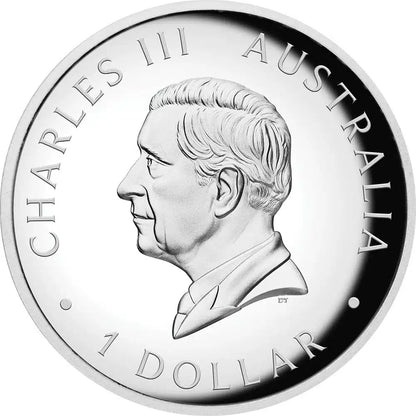 Pièce de 1 $ en argent. Kangourou 1 oz, pureté 999/1000, haut relief, Australie, 2025