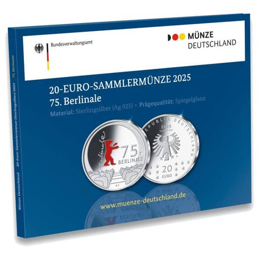 Pièce de collection 20€ 75 Berlinale Argent avec couleur 925 Allemagne 2025