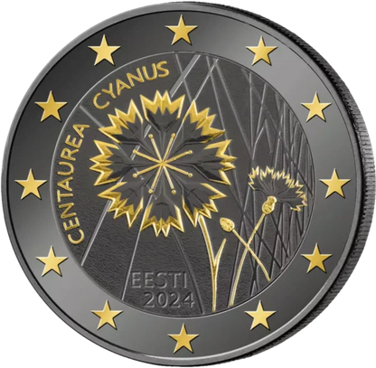 2€ Ruthénium 24K Estonie Bleuet 2024