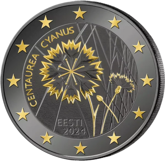 2€ Ruthénium 24K Estonie Bleuet 2024