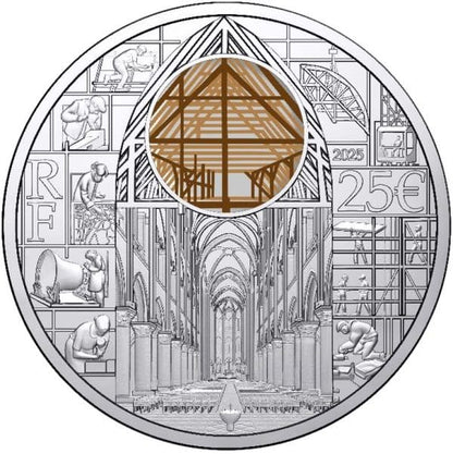 Pièce de collection 25 Euro Notre Dame de Paris 2 oz Argent 999 France 2025