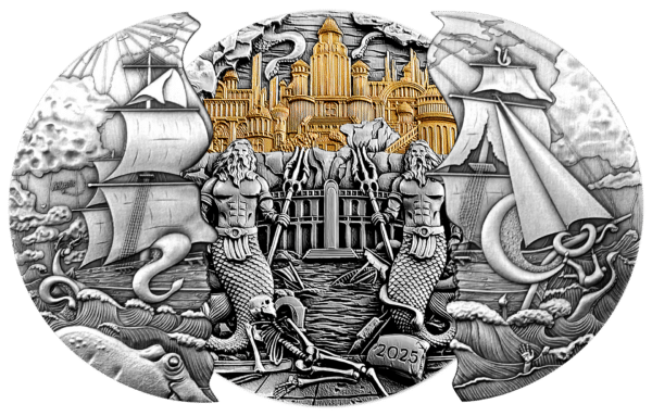 Pièce Atlantis 10 $ Argent 999 3D 5 oz - 155,5 g Samoa 2025
